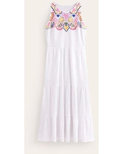 Boden Embroidered Jersey Midi Dress - Pink