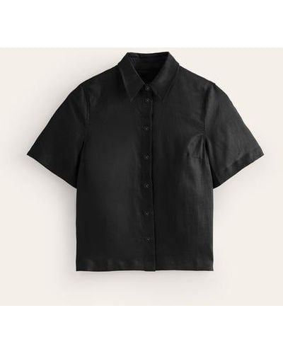 Boden Hazel Short Sleeve Linen Shirt - Black