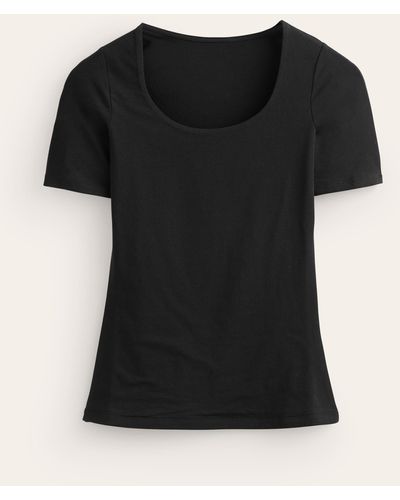 Boden T-shirt double épaisseur à col u - Noir