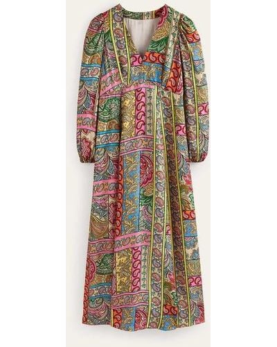 Boden Blouson Sleeve Maxi Tea Dress Multi, Patchwork - Multicolor