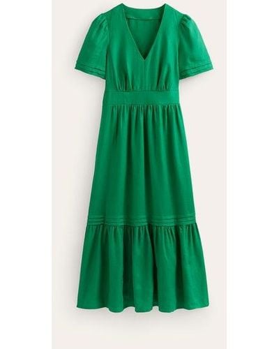 Boden Eve Linen Midi Dress - Green