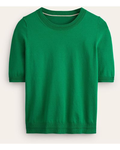 Boden Catriona Cotton Crew T-shirt - Green
