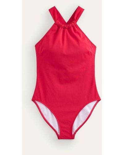 Boden Gather Cross-back Swimsuit - Pink