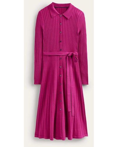 Boden Rachel Knitted Shirt Dress - Pink