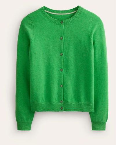 Boden Eva Cashmere Crew Cardigan - Green