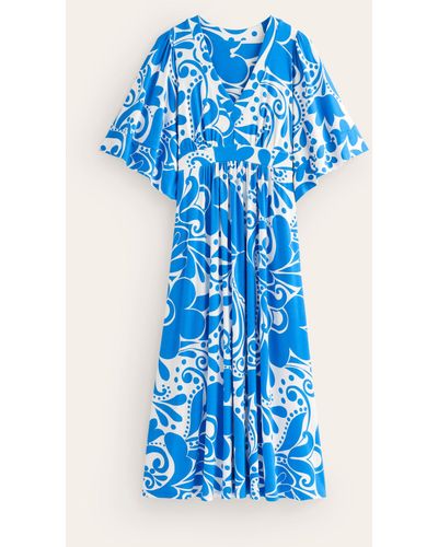 Boden Robe longue façon kimono en jersey - Bleu