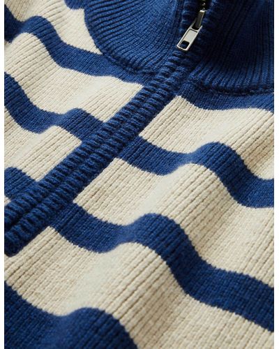 Boden Stripy Half-zip Sweater Lapis - Blue