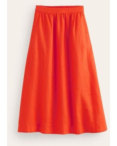Boden Florence Linen Midi Skirt - Red