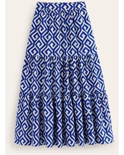 Boden Lorna Tiered Maxi Skirt Surf The Web, Maze - Blue