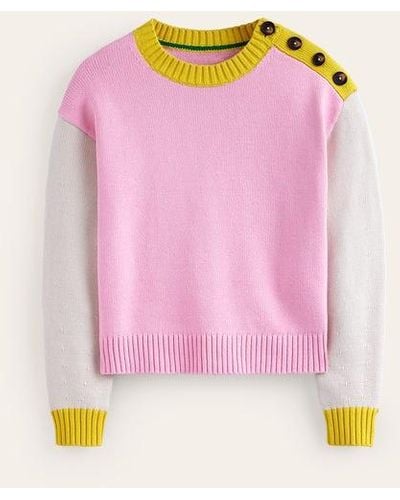 Boden Hotch Potch Cotton Sweater - Pink