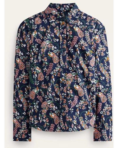 Boden Sienna Cotton Shirt French Navy, Peacock - Blue