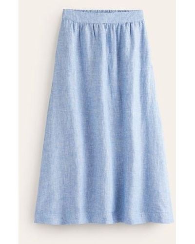 Boden Florence Linen Midi Skirt - Blue