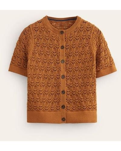 Boden Sleeve Crochet Cardigan - Brown