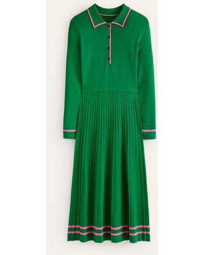 Boden Mollie Pleated Knitted Dress - Green