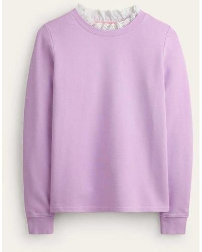 Boden Broderie Trim Sweatshirt - Purple