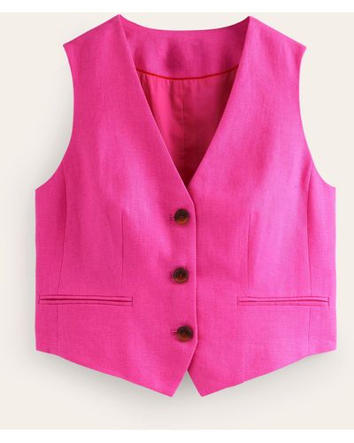 Boden Tailored Linen Waistcoat - Pink