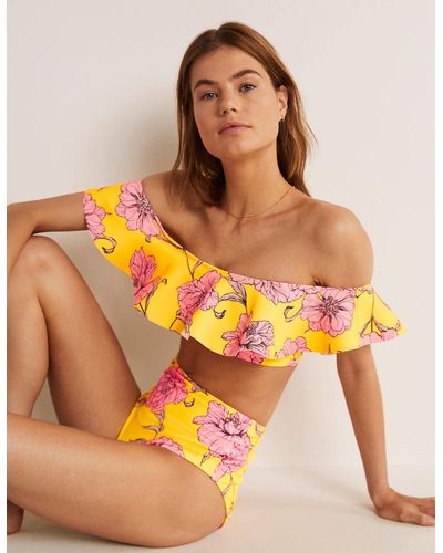Boden Siena Ruffle Bardot Bikini Top Yellow - Orange