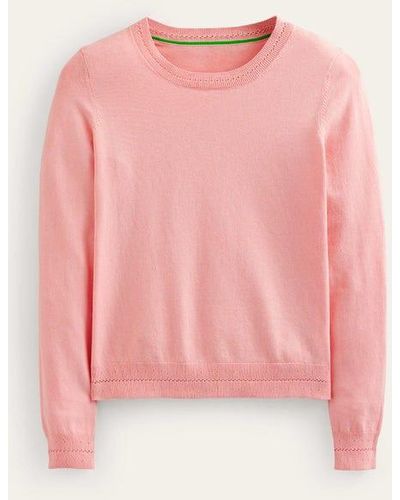Boden Catriona Cotton Crew Sweater - Pink