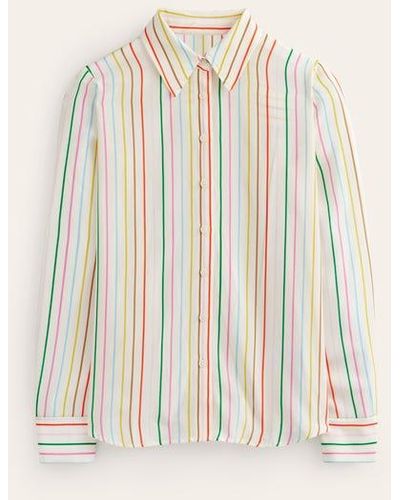 Boden Sienna Silk Shirt Ivory, Multi Stripe - Natural