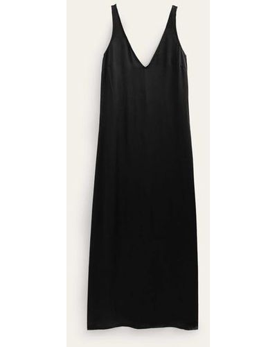 Boden Satin Slip Maxi Dress - Black