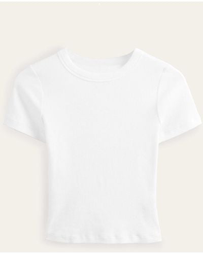Boden T-Shirt Côtelé À Col Rond Femme - Blanc