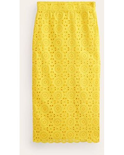 Boden Broderie Column Skirt - Yellow