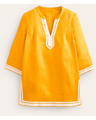Boden Neck Detail Tunic Top - Orange