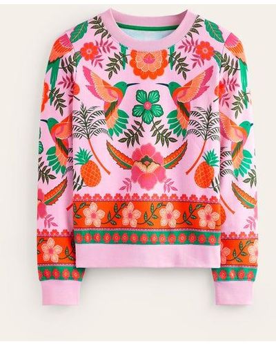 Boden Hannah Printed Sweatshirt Sweet Lilac, Tropic Parrot - Red