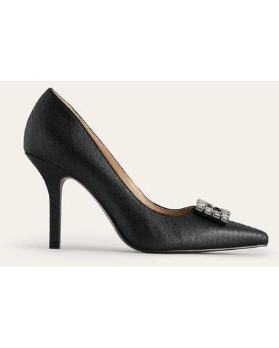 Boden Jeweled Heeled Court Shoes - Black