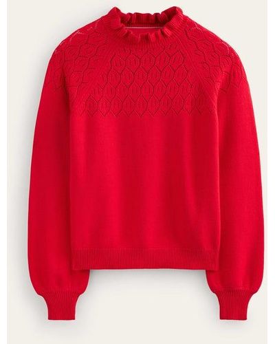 Boden Pointelle-detailed Sweater - Red