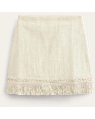 Boden Fringe Detail Mini Skirt - Natural