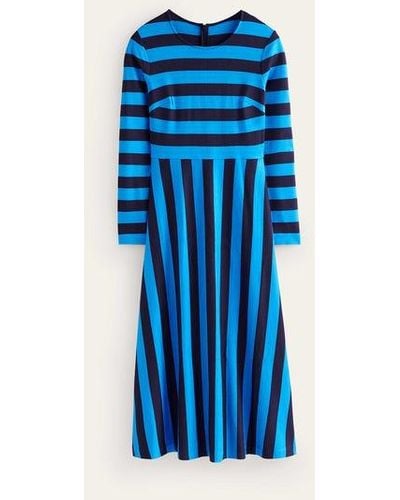Boden Stripe Jersey Midi Dress Navy, Brilliant Blue Stripe