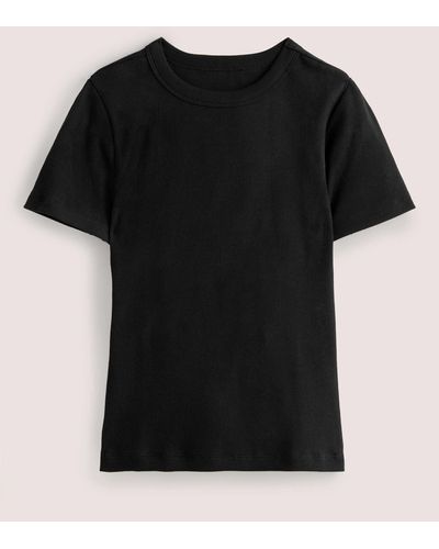 Boden T-shirt côtelé à col rond - Noir