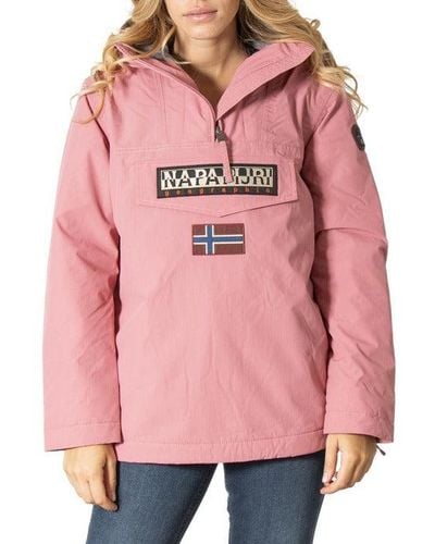 Napapijri Long Sleeve Hooded Printed Jacket - Pink