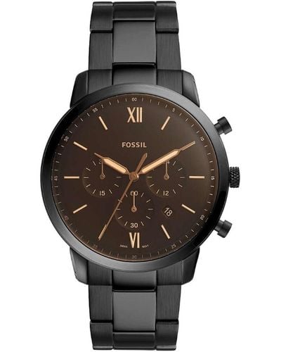 Fossil Neutra Quartz Stainless Steel And Leather Chronograph Watch - Black