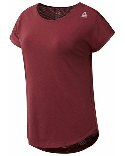 Reebok Women's Short Sleeve T-shirt Work Mesh Dark Red
