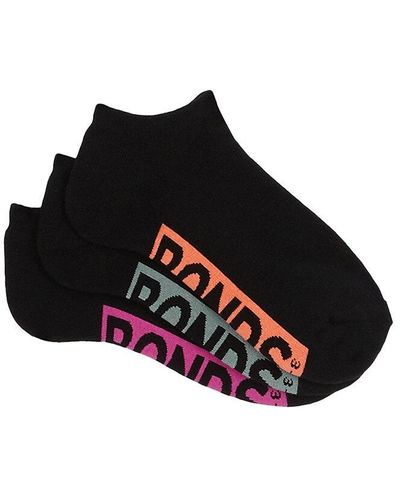 Bonds Logo Cushioned Low Cut Socks 3 Pack - Black