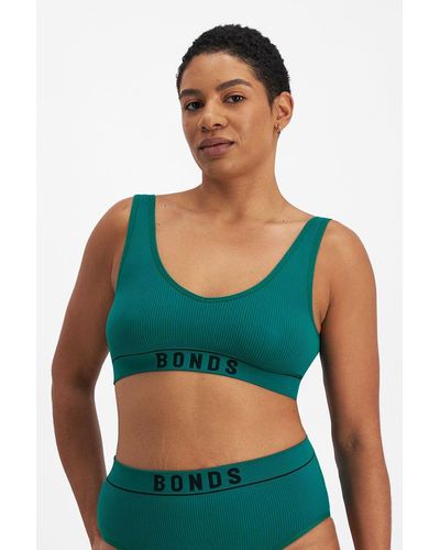 Bonds Retro Rib Deep V Crop - Green