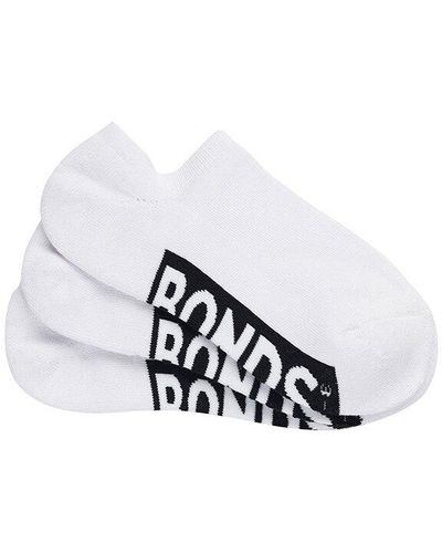 Bonds Logo Cushioned No Show 3 Pack - White
