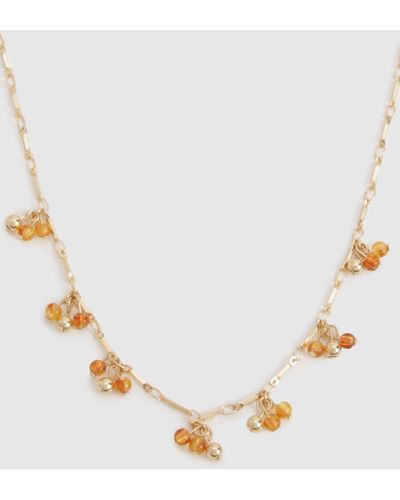 Boohoo Amber Beaded Cluster Necklace - Naranja