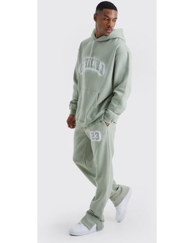 BoohooMAN Oversized Official Spray Print Tracksuit - Green