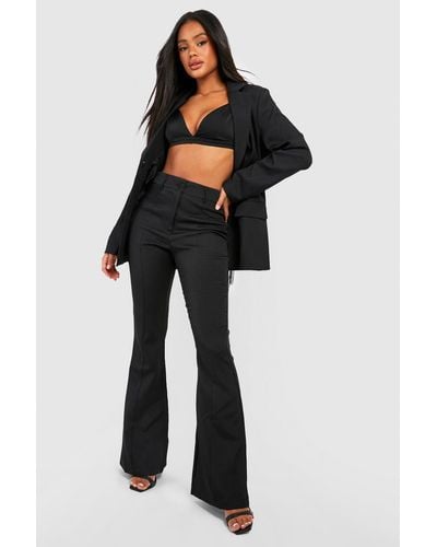 Boohoo Fit & Flare Seam Front Tailored Pants - Black