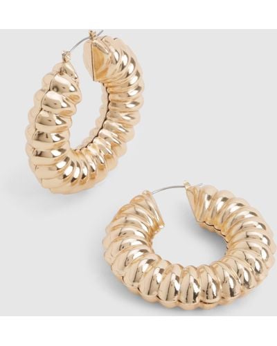 Boohoo Gold Spiral Hoop Earrings - Metálico