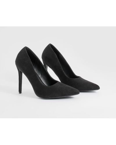 Boohoo Wide Fit High Stiletto Court Shoes - Black