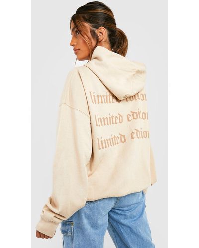 Boohoo Limited Edition Slogan Oversized Hoodie - Natural