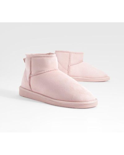 Boohoo Ultra Mini Cozy Ankle Boots - Pink