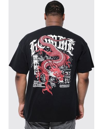 BoohooMAN Plus Dragon Back Print T-shirt - Red