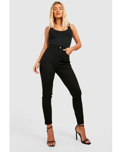 Boohoo High Waisted Butt Shaping Skinny Jeans - Black