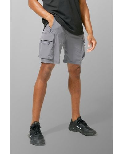 Boohoo Active Lightweight 5inch Cargo Shorts - Grey