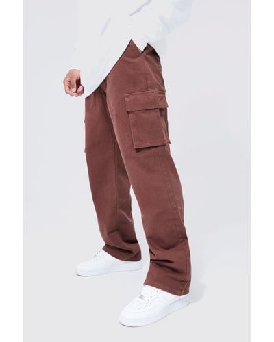 Boohoo Elasticated Waist Relaxed Fit Cargo Trouser - Red